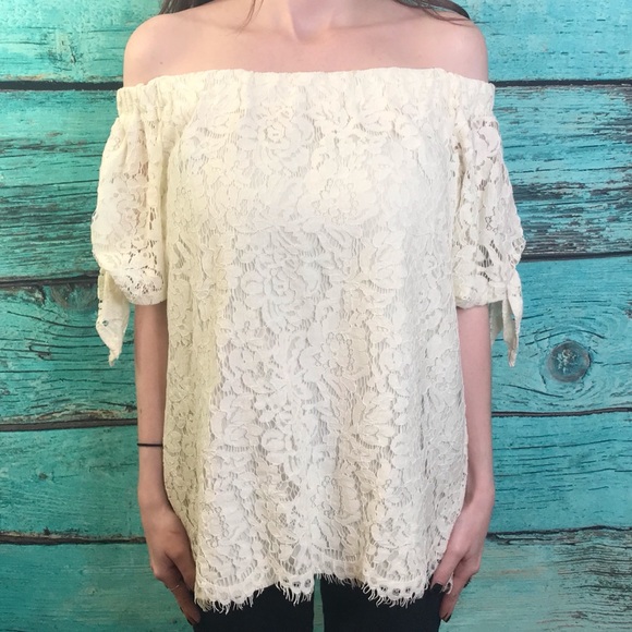 Miss Chievious Lace Cream Off Shoulder Boho Blouse - Picture 2 of 8